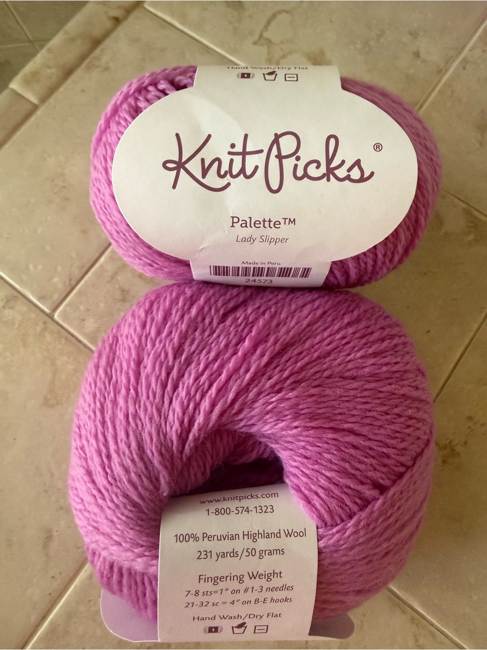 Knit Picks Palette Fingering Weight Wool Yarn - Lady Slipper Pink